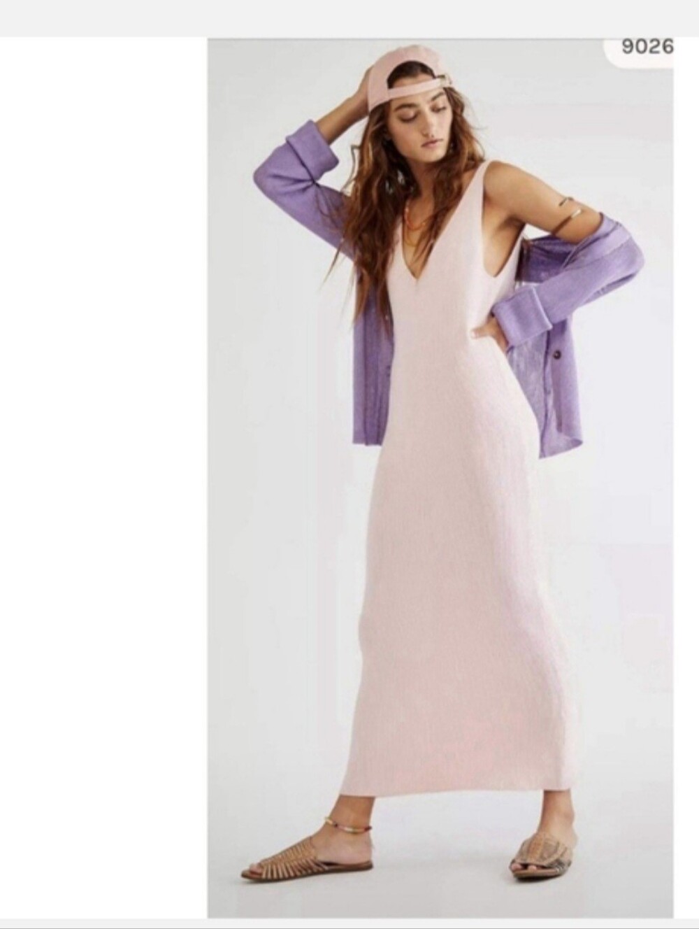 Free People Beach Pink Daniela Sweater Ribbed Knit Midi Dress-size Medium - Picture 2 of 10